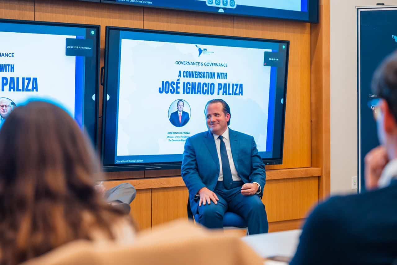 FuenteMinistro José Ignacio Palizo durante su conferencia en Georgetown University.