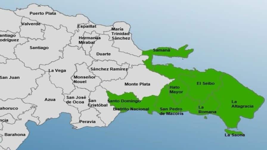 COE a 10 las demarcaciones en alerta verde por lluvias En alerta siete provincias y el Distrito Nacional por posibles lluvias de onda tropical