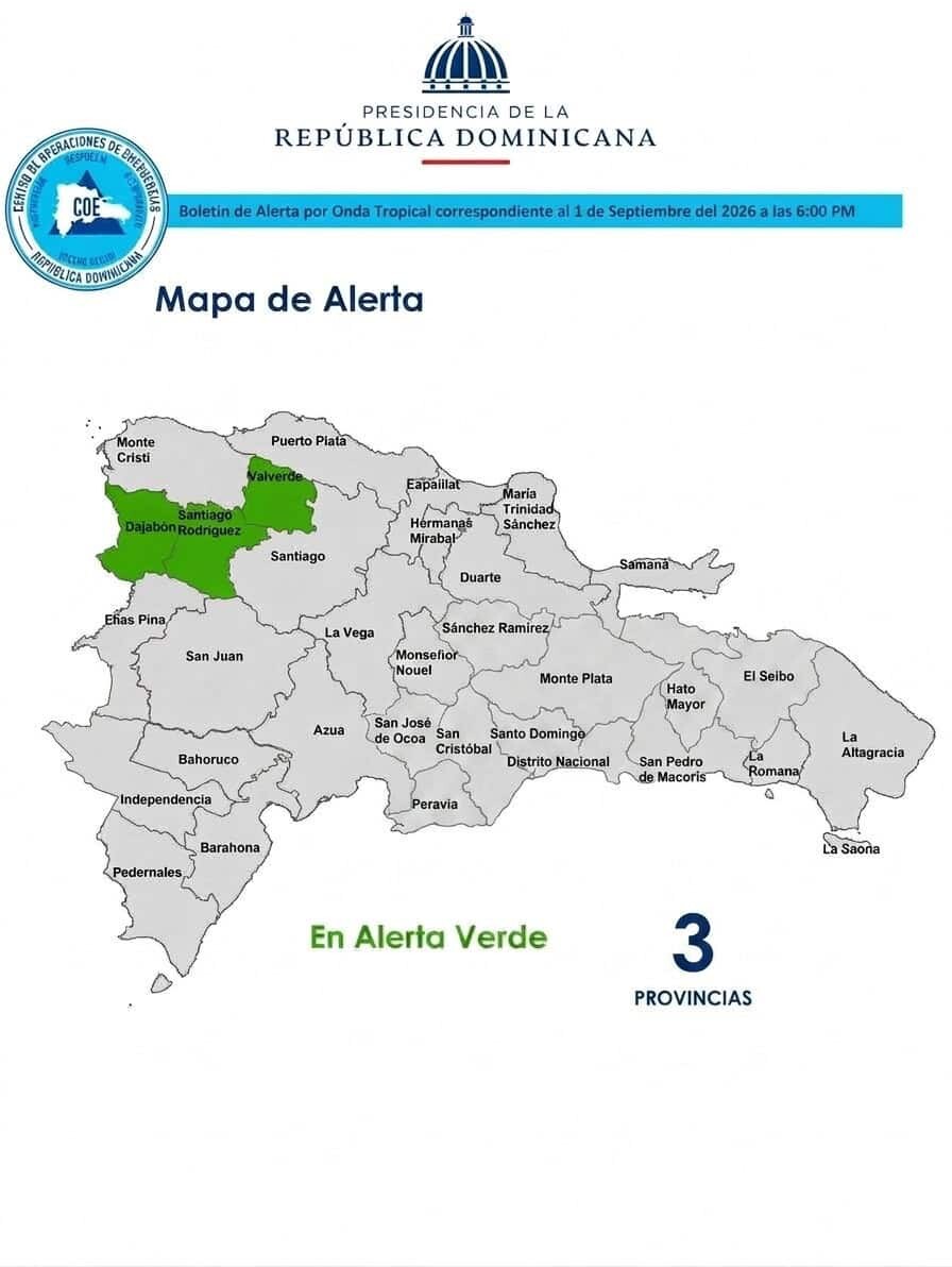 El COE mantiene tres provincias en alerta verde