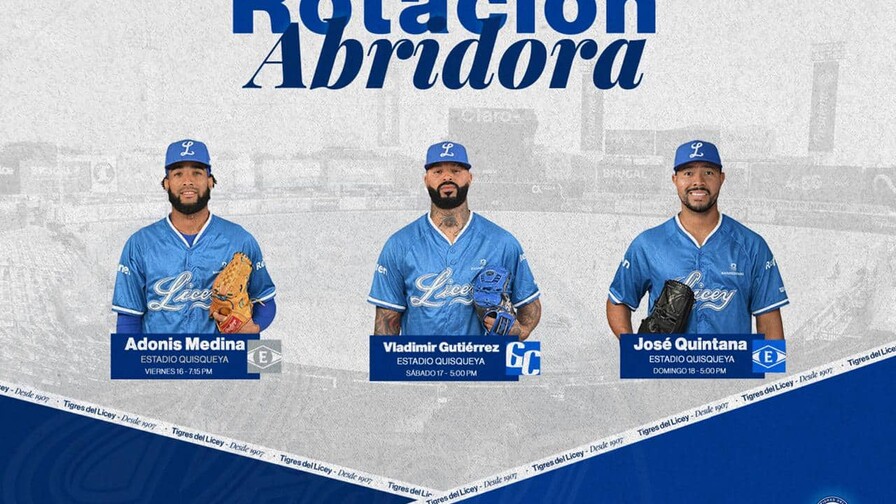 Medina, Gutiérrez y Quintana para los tres primeros partidos del Licey